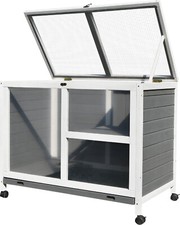 AllMyPets Conigliera in Legno 2 Livelli Gabbia per Conigli e Porcellini d'India