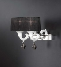 Applique classico lusso ceramica bassano bianco a 2 luci luxury r016