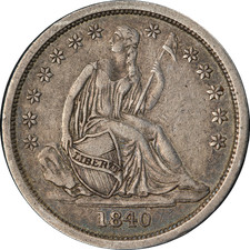 1840-P Seduto Liberty Dime 'No