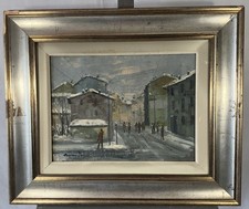 Olio su Tela Scuola Italiano Xxe : Vista Milano ? Firma IN Basso Sinistra