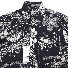 $455 NN07 Hans camicia uomo nera e bianca stampa jacquard con bottoni taglia small