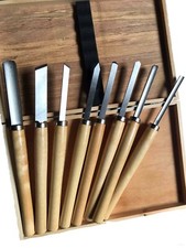 SGORBIE GIREVOLE COLTELLO 8 PZ LEGNO PROFESSIONALI SCALPELLI TORNIO TORNITURA
