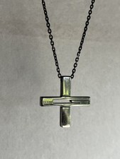 Gucci Autentica Collana Croce Crocifisso Ritaglio G Pendente Argento 925...