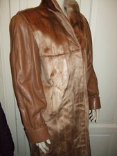 CAPPOTTO PELLICCIA FUR PELZ NUTRIA RASATA VISONE BEIGE PELLE LEATHER RIVER MINK