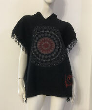 DESIGUAL Mantella nera fantasia rossa grigia cappuccio Tg Unica 