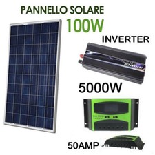 Kit Fotovoltaico 1 Kw Giornaliero Pwm Inverter 5000W Isola Solare Pannello 100 W