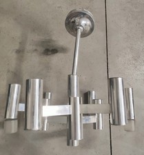 Gaetano SCIOLARI Lampadario vintage chandelier, Design allumino, 1960 1970
