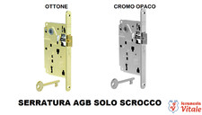 Serratura infilare tipo patent 50 AGB CENTRO solo scrocco ART. 1010 OTTONE CROMO