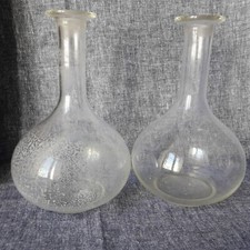 COPPIA ANTICHE BOTTIGLIE IN VETRO SOFFIATO VINTAGE