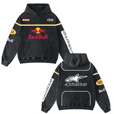 Felpa con cappuccio retrò rossa Alpinestars Racing lavata MotoGP campione del mondo Redbull001