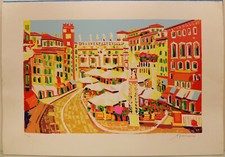 ATHOS FACCINCANI -serigrafia 100 x 70 piazza erbe Verona - no cascella guttuso