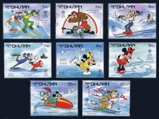 Bhutan: 1988 Disney Topolino e gli amici alle Olimpiadi di Calgary (631-638) MNH