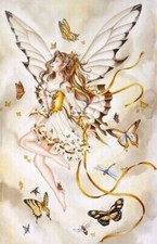 SCHEMA A PUNTO CROCE FATA  FANTASY CROSS STITCH GOLDEN FAIRY BUTTERFLY SU USB