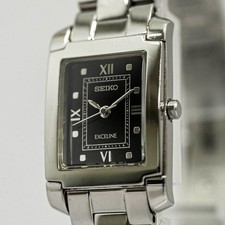 *QUASI NUOVO* Vintage 1998 SEIKO Exceline 1F21-5D70 Quarzo Romano Nero 20mm Donna