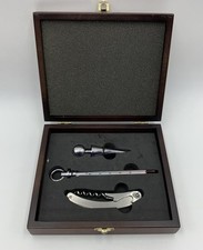 Set Da Vino Da 3 Pezzi Kit Sommelier Cavatappi Apribottiglie In Legno E Argento
