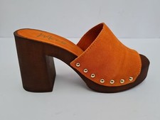 Moni Ciabatte donna in Pelle scamosciata con tacco 8,5 Cm - ARA (Arancio)