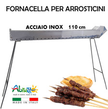 FORNACELLA CANALETTA BARBECUE ARROSTICINI SPIEDINI SOUVLAKY ACCIAIO INOX 110 Cm
