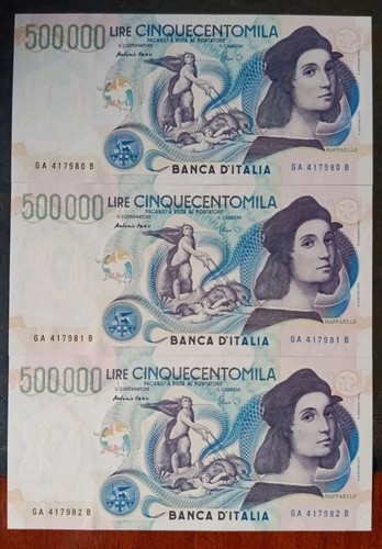 500000 lire raffaello - lire, nuove
