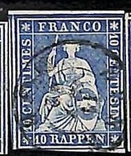 94991eB - SVIZZERA - FRANCOBOLLO - Zumstein # 23 filo verde / carta spessa USATO