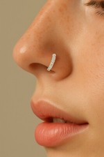 Piercing Naso Cerchietto Argento 925 con Zirconi 0.8mm per Nostril Orecchio