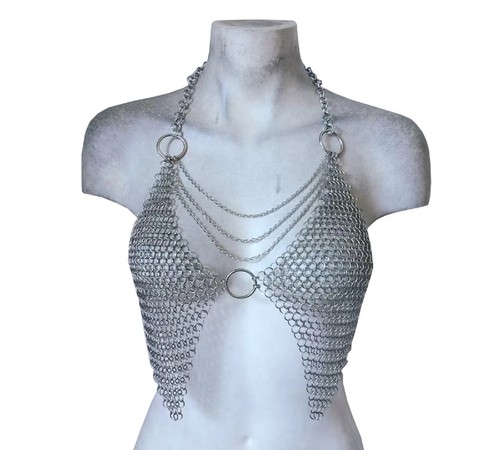 Aluminium chainmail top - aluminium,