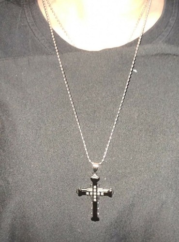 Collana acciaio metallo croce - acciaio,