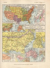 STATI UNITI AMERICA GUERRA DI SECESSIONE AUSTRALIA 1946 Carta geografica storica