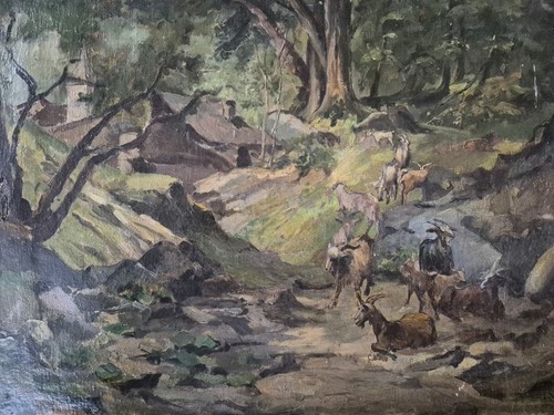 Dipinto olio tela paesaggio - su,