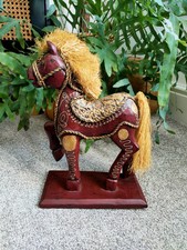 Vintage Wood Gold Red Indian