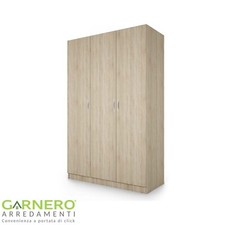 Armadio design moderno 3 ante battenti 5 vani 120x191X52,5 rovere sonoma RODARI