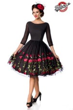 abito swing vintage premium ricamato abito rockabilly con fantasia rose taglia L