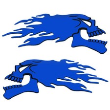 2X ADESIVI AUTO TESCHIO BLU 3D