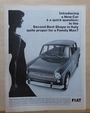 Pubblicità rivista vintage 1968 per Fiat - Fiat 1100 R berlina e modello curvo
