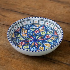 Piatto Fondo in Ceramica Tunisina per Pasta e Zuppe, Dipinto a Mano Diam. 20 Cm 