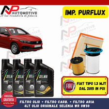 KIT TAGLIANDO FIAT TIPO 1.3 MJT 95CV 2015  + 4L LITRI OLIO SELENIA 0W-30 PURFLUX