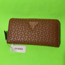 GUESS Los Angeles Portafoglio Donna Marrone con Argento (COGNAC) NUOVO