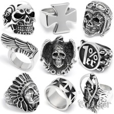 Anelli da motociclista motociclista biker rocker anelli in acciaio inox massiccio uomo regalo