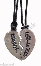 COLLANA DOPPIA CIONDOLO CUORE SPEZZATO BEST FRIEND CORDINO 649/F