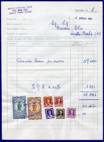 Italia fattura del 1964 - italia-fattura, 8-4-1964