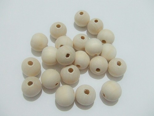 20pz perline legno naturale - 20pz, in