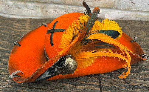 Orange distressed pirate hat - orange,