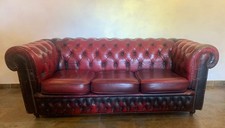 Divano Chesterfield 3 posti in vera pelle originale inglese- bordeaux/rosso -