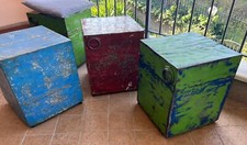 4 Sedie Sgabello cubo design stile industrial in acciaio.