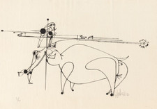 SALVADOR AULESTIA (1919-1994) Opera Grafica Litografia cm 44x57 Firmata Torero