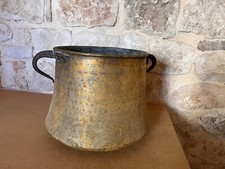 Antica Pentola  in Ottone Stagnato martellato a mano.