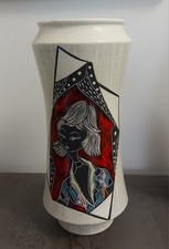 VASO ALTO CERAMICA DECORO SMALTO DONNA STILIZZATA FORSE CEMAS SESTO FIORENTINO