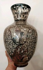 Antico Vaso Vetro Dipinto con