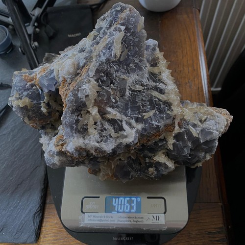 Fluorite with calcite - calcite,