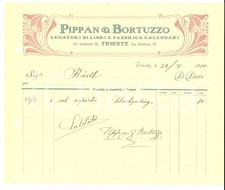 1910 TRIESTE PIPPAN & BORTUZZO Legatoria libri e fabbrica calendari *Conto