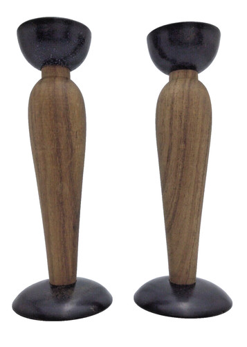 Coppia porta candela - legno, e